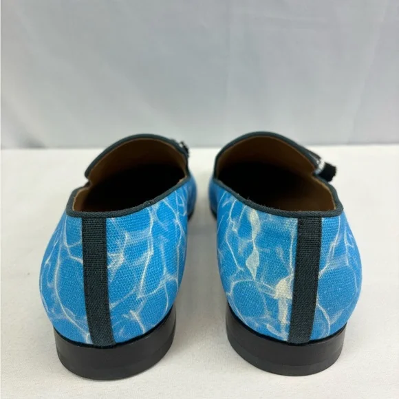Christian Louboutin Men's Badmilion Splash Canvas Tassel Loafers Blue
